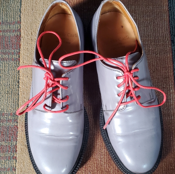 Adolfo Carli Light Gray Oxfords Sz 38 w/ Red-orange Laces - Picture 3 of 7